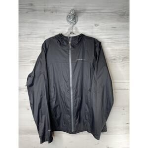 Eddie Bauer Jacket Mens Small Black Weatheredge Hooded Full Zip Nylon Rain Coat